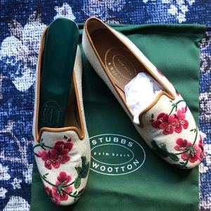 Stubbs and Wootton Geraniums Flax Slipper Size 7